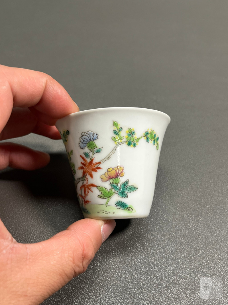 清道光  粉彩花卉纹杯（一对） - 图7